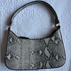 Mango Black and Gray Snake Print Shoulder Bag